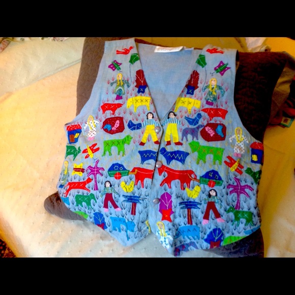 Hand Embroidered Womens Vest. Passports of Pier One Imports. One size. - Picture 1 of 6